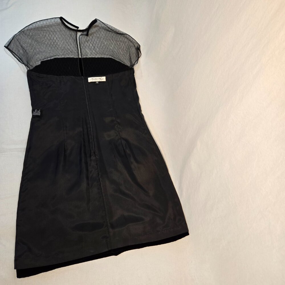 Vintage KATHLIN ARGIRO Black Velvet Sheer Top Dress Size 10 USA MADE New NO Tag! - Picture 10 of 16